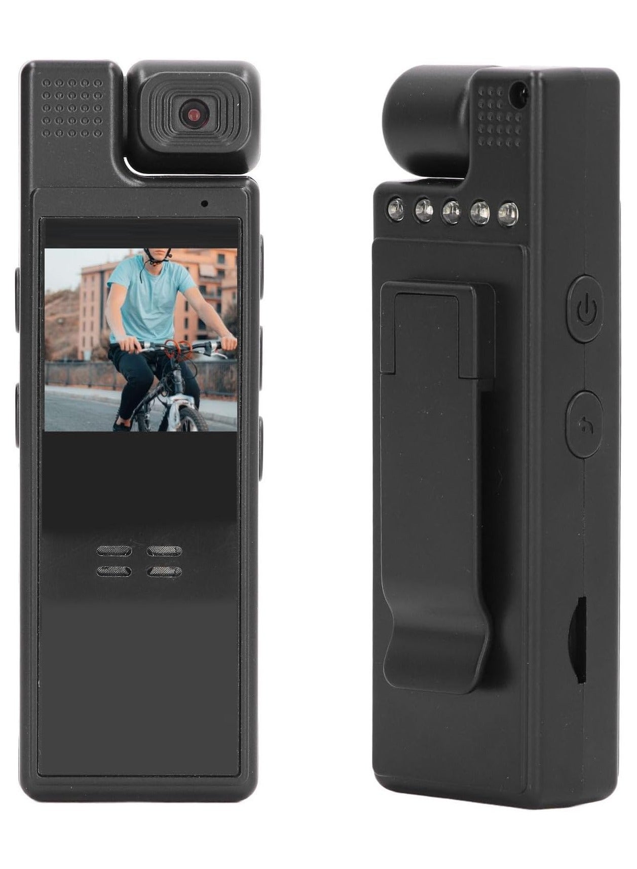 Clip Sports Camera, 180° Rotating Lens Cycling Video Recorder 1200mAh Battery 1.3 Inch Color Screen with USB Cable for Outdoor Activities