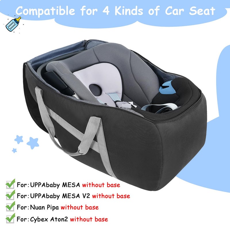 يوريبيك YOREPEK Padded Car Seat Travel Bag Compatible with UPPAbaby MESA V2 without Base, Fit for Nuna Pipa without Base, Infant Car Seat Bags for Air Travel, Carseat Travel Cover for Baby Airplane Essentials - Image 2