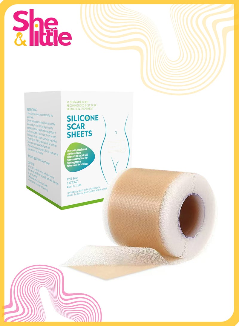 She&Little Medical Grade Silicone Scar Sheets, Scar Removal Tape for Acne, C-Section, Surgical & Keloid Scars (4cm x150cm) - Image 1