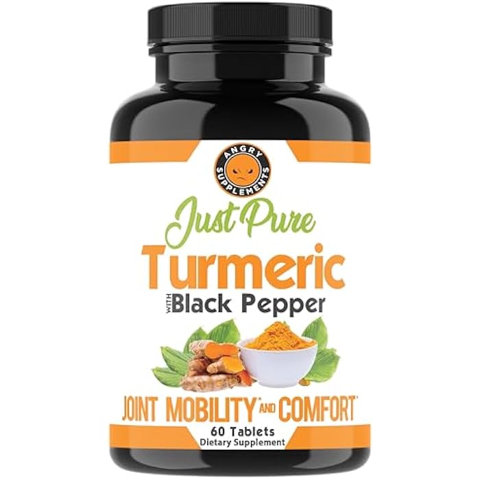 Angry Supplements Just Pure Turmeric Root with Black Pepper – Support, Comfort, Flexibility Blend, 2-Pack (120 Vegetarian Tablets Total) 4-Month Supply - Image 3
