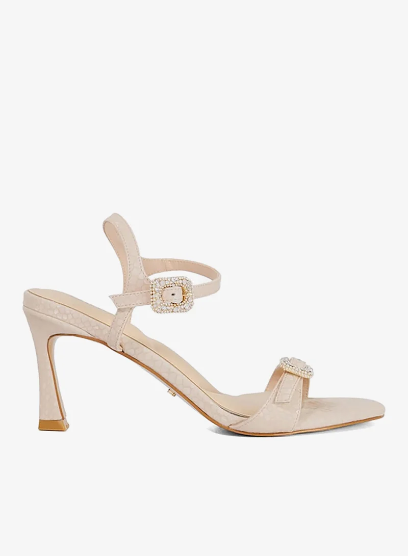 ديون لندن صنادل بكعب عالٍ بحزام للكاحل