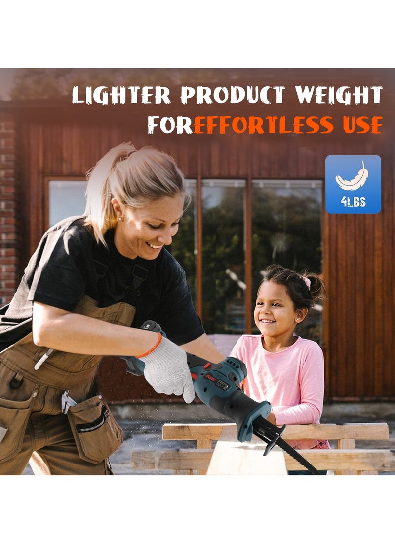 BONAI - DC36VF Cordless Reciprocating Saw - High Performance at 2800 RPM with 20mm Stroke Length, LED Light, and Tool-Less Blade Change 3Ah Battery, Charger, and Bonus 100mm Wood Cutting Blade. - Image 1