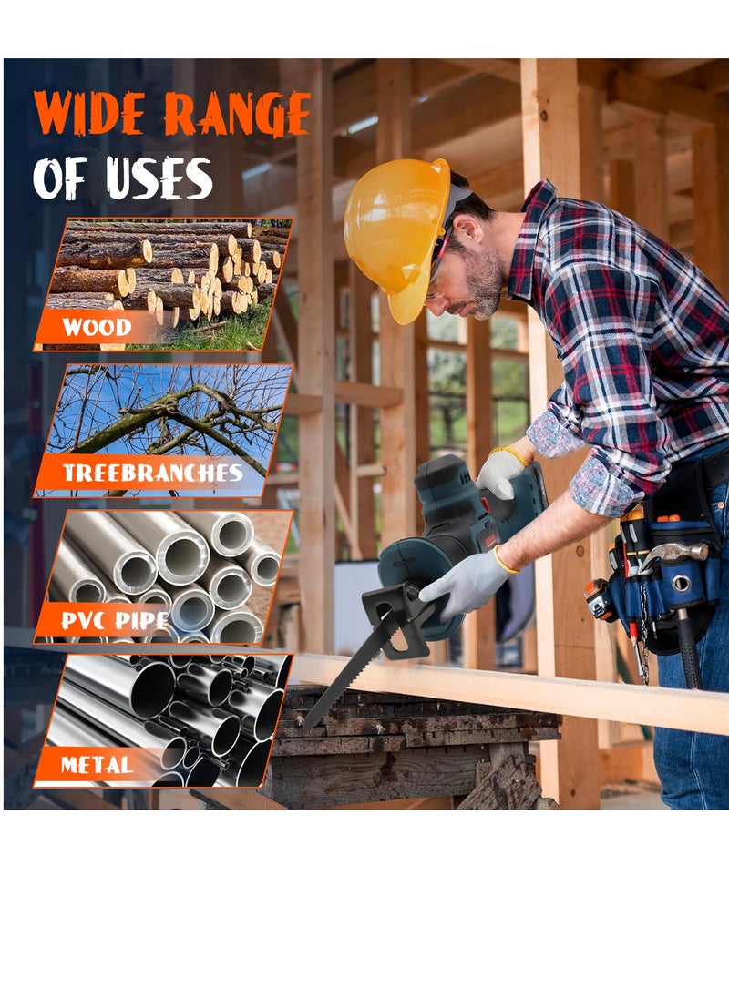 BONAI - DC36VF Cordless Reciprocating Saw - High Performance at 2800 RPM with 20mm Stroke Length, LED Light, and Tool-Less Blade Change 3Ah Battery, Charger, and Bonus 100mm Wood Cutting Blade. - Image 1