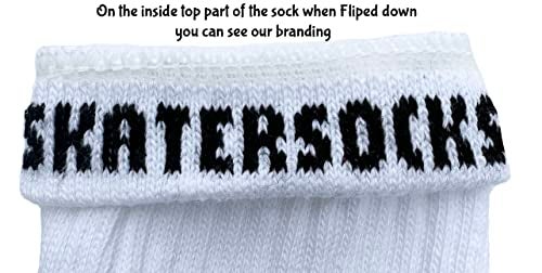 SKATERSOCKS 25" Knee high White tube socks with Black-Red stripes style 3 - Image 2