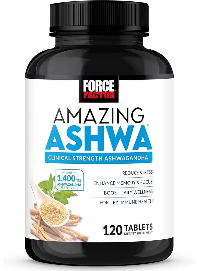 Force Factor Amazing Ashwa, KSM-66 Ashwagandha Supplement 120 Tablets. - Image 1