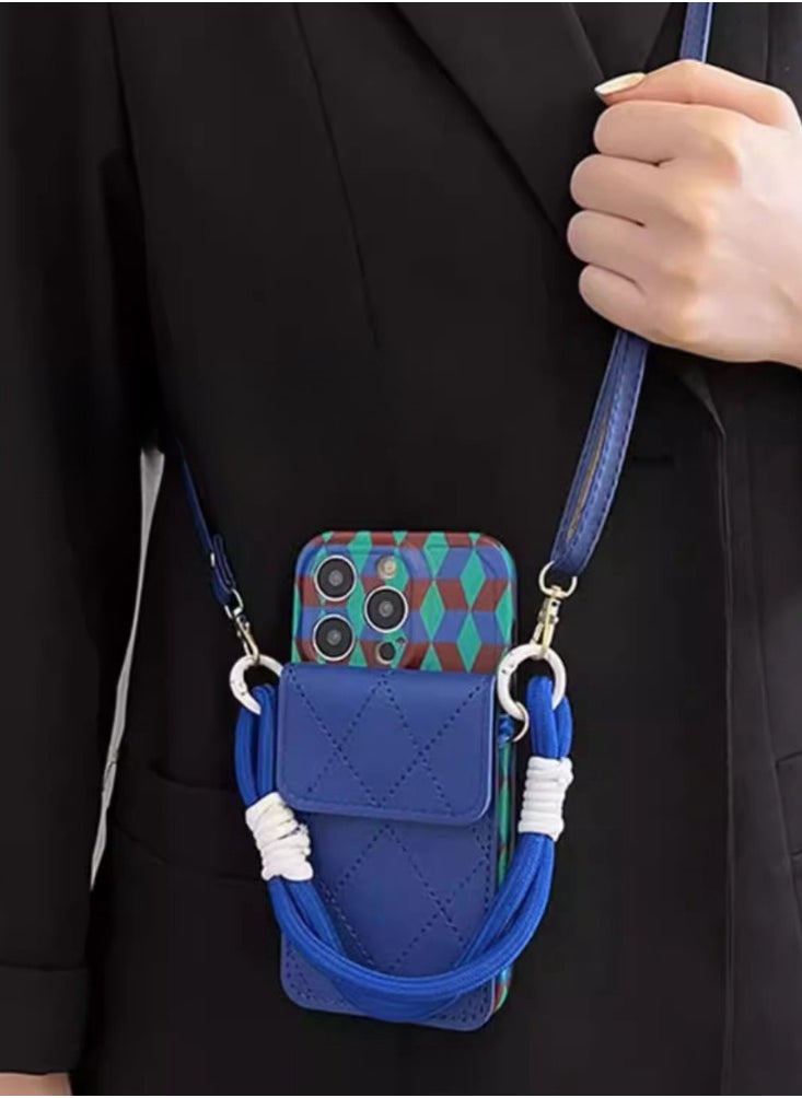 Generic - Suitable for Apple 15 Promax phone case, all inclusive lens, new iPhone 14 crossbody with hanging rope, niche 13 high-end card insertion backpack style - Image 1