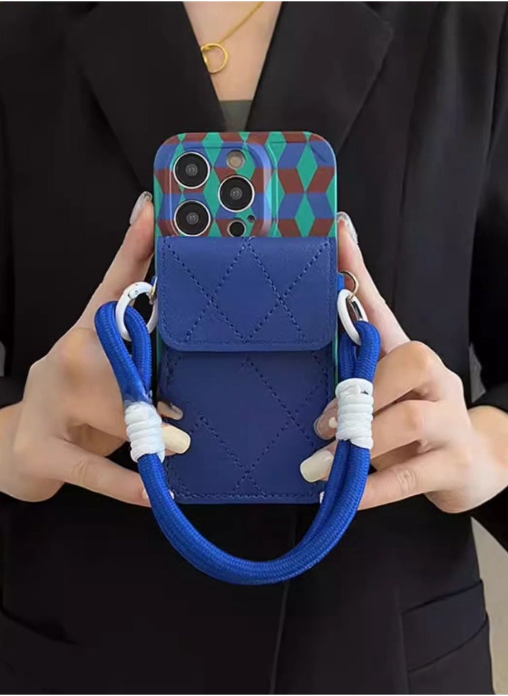 Generic - Suitable for Apple 15 Promax phone case, all inclusive lens, new iPhone 14 crossbody with hanging rope, niche 13 high-end card insertion backpack style - Image 1