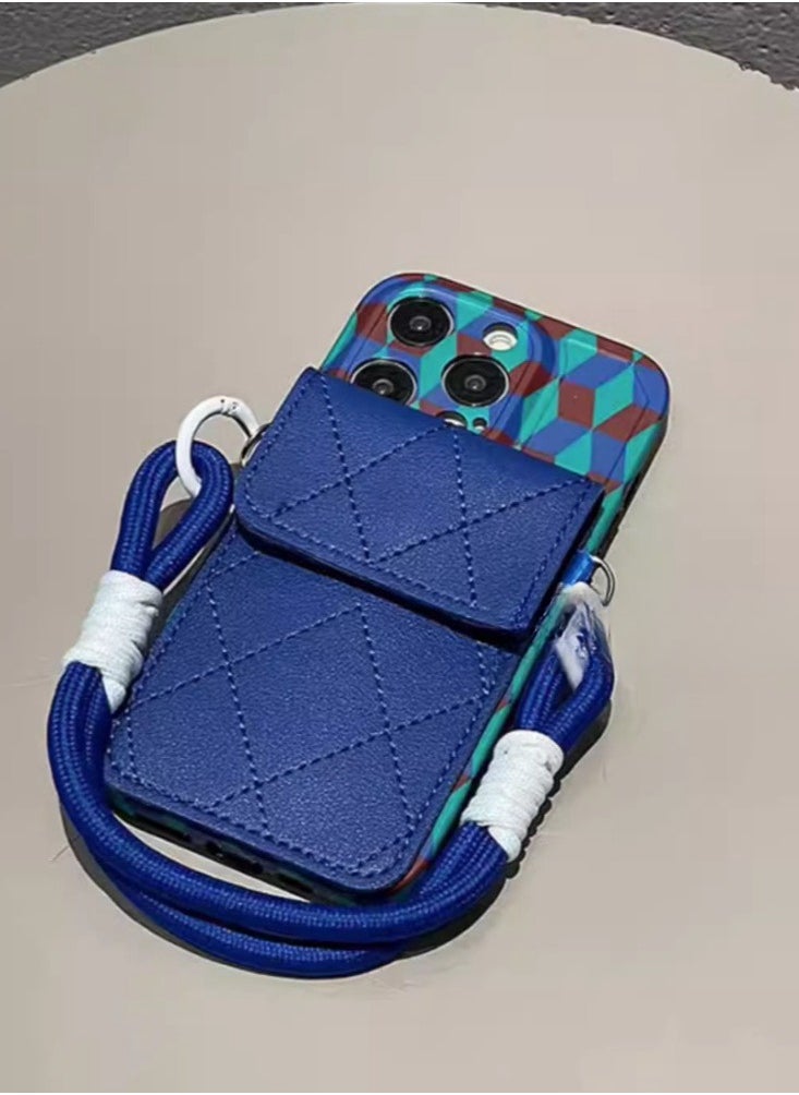 Generic - Suitable for Apple 15 Promax phone case, all inclusive lens, new iPhone 14 crossbody with hanging rope, niche 13 high-end card insertion backpack style - Image 1