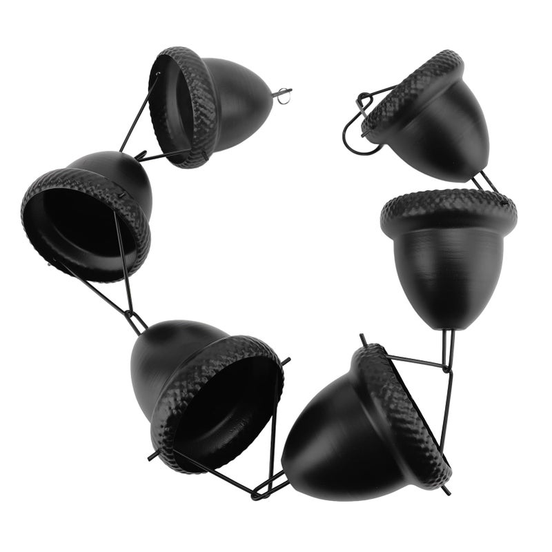 Large Cup Acorn Rain Chain 3 28 Feet Black Replacement Downspout Gutter Garden Outdoor Decoration - Image 2