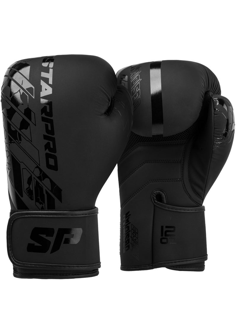 Starpro - Black Boxing Gloves for Training, Sparring, Kickboxing, Muay Thai, MMA Durable, Ergonomic Fit for Men & Women - Image 1