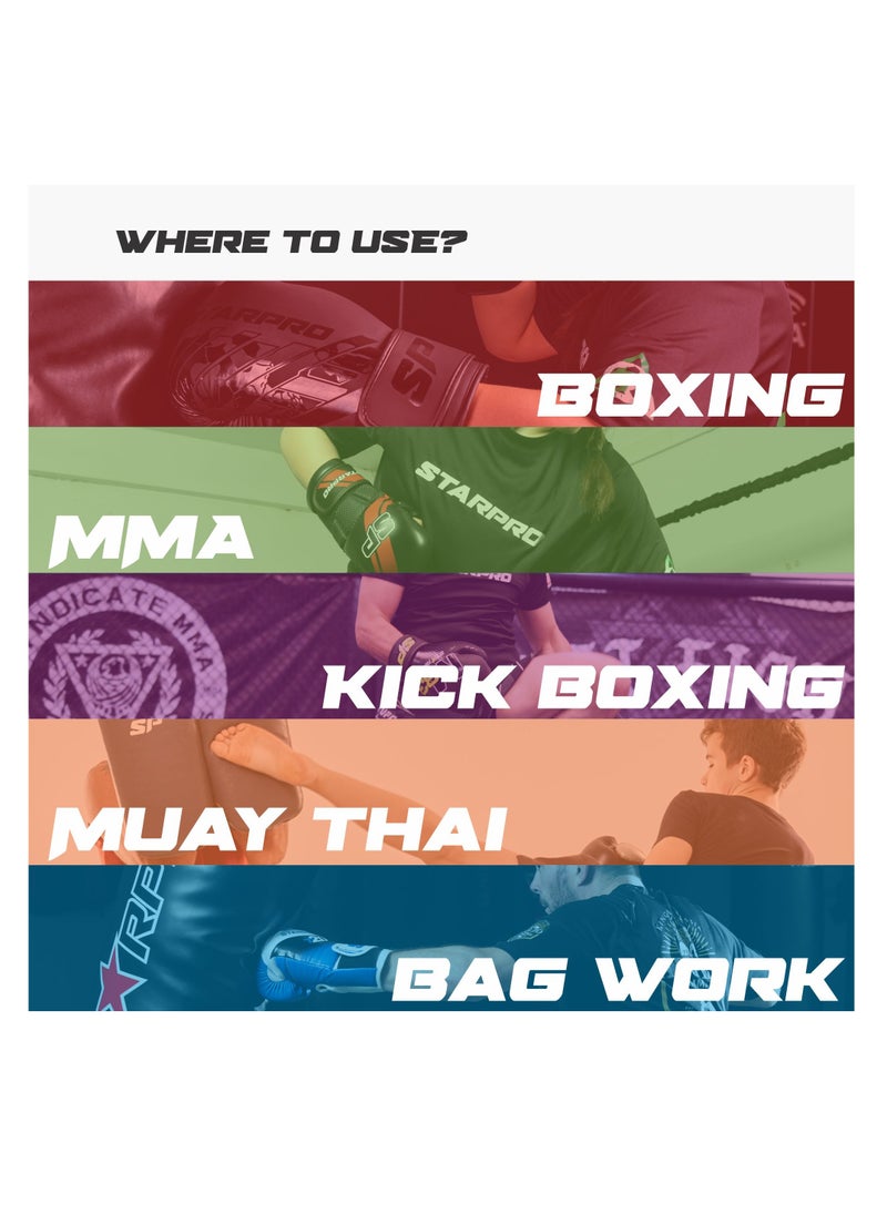 Starpro - Black Boxing Gloves for Training, Sparring, Kickboxing, Muay Thai, MMA Durable, Ergonomic Fit for Men & Women - Image 1