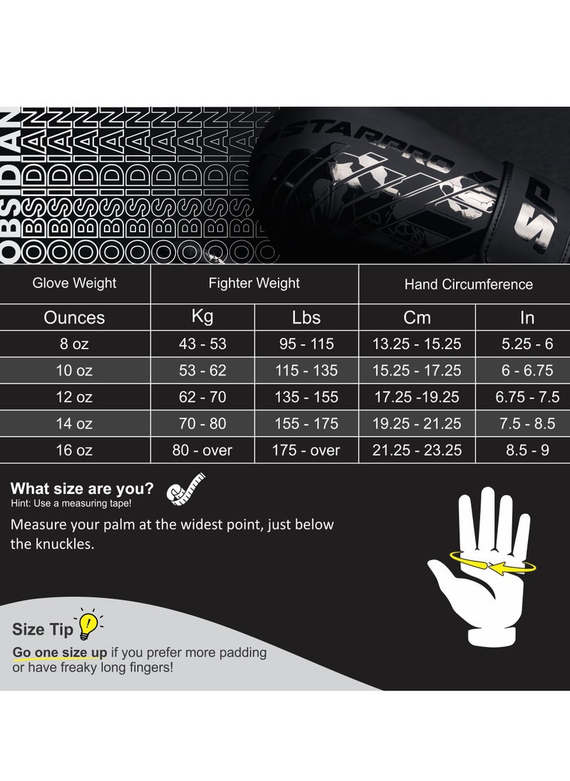 Starpro - Black Boxing Gloves for Training, Sparring, Kickboxing, Muay Thai, MMA Durable, Ergonomic Fit for Men & Women - Image 1