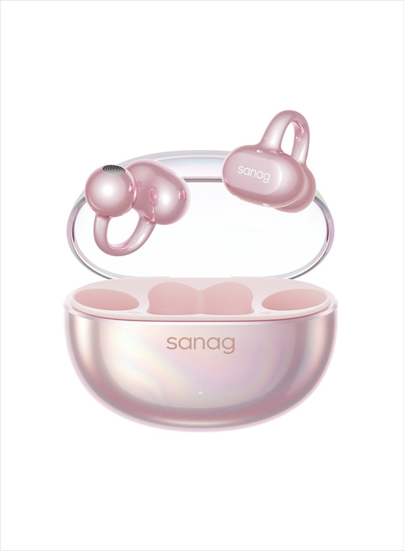 ساناج سماعات SANAG S6S Nova اللاسلكية، سماعات بلوتوث مفتوحة بمشبك الأذن بتصميم على شكل قرط، عمر بطارية 59 ساعة، مقاومة للماء IP67، خفيفة الوزن 4 جرام، محرك تيتانيوم 10 ملم - وردي - Image 3