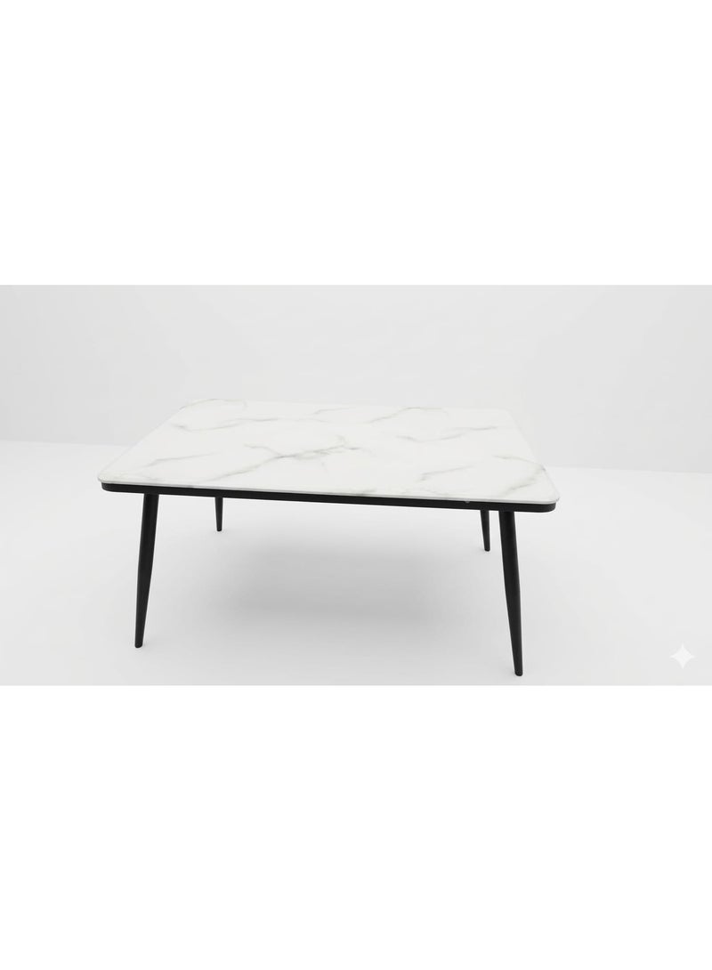 Marble dining table with 6 chairs and luxury seating. - Image 3