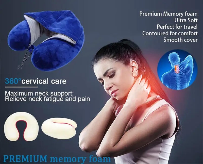 Aakarit Travel Upgraded Pure Memory Foam Travel Pillow for Flights Comfortable Neck Support Pillow for Neck Pain Machine Washable Neck Rest - Image 2
