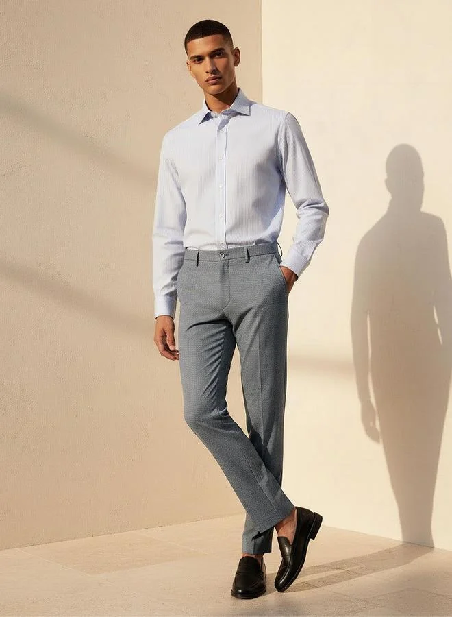 Splash FAV GREY Slim Fit Flexi Waist Formal Trousers for Men | Best Price UAE