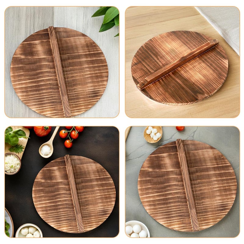 Natural Wooden Wok Lid 20x20x1 6cm Thickened Pot Cover Oil Splash Guard - Image 4