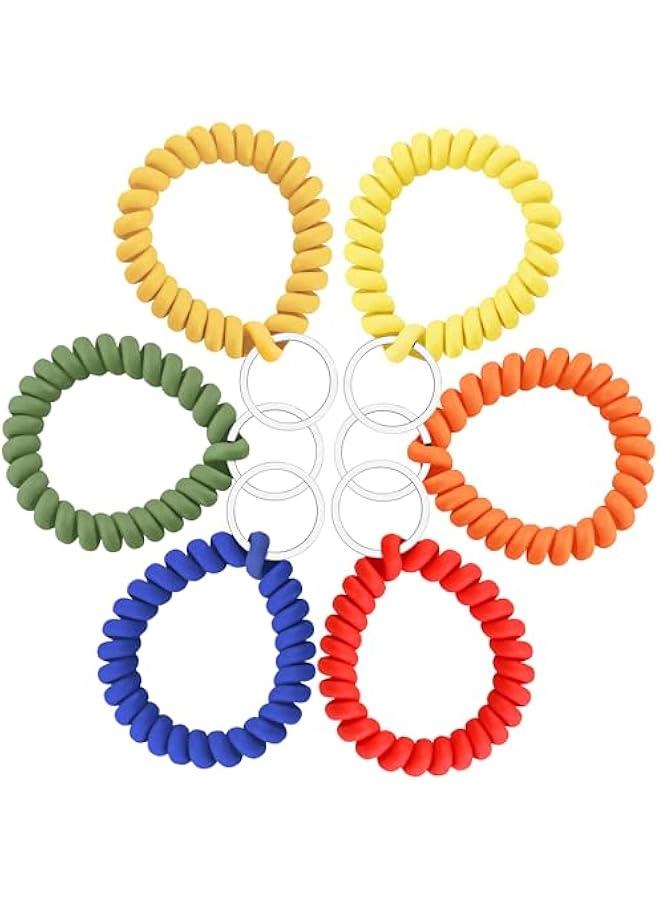 Generic 6PCS Stretchable Wristband Wristlet Keychain Wrist Key Chain Wristlet,Spring Flexible Spiral Wrist Coil ​Wrist Key Holder Key Ring for Sauna Gym Pool ID Badge and Outdoor Sports - Image 2