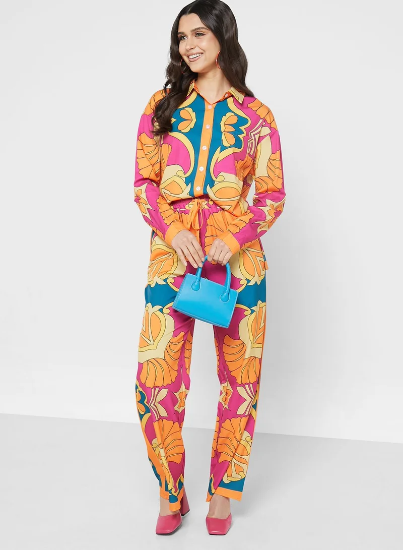 Ginger Printed Casual Pant Set