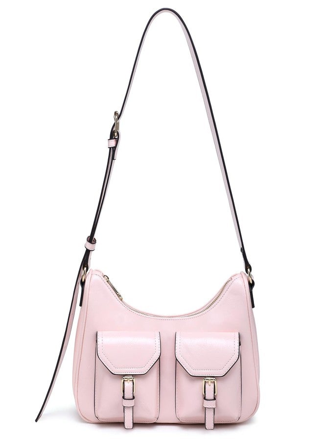 داسين حقيبة كتف داسين ريترو للنساء، مصنوعة من الجلد الصناعي المعالج بالزيت، حقيبة هوبو، حقيبة يد بتصميم Y2K مع جيوب بإبزيم (لون وردي) - Image 1