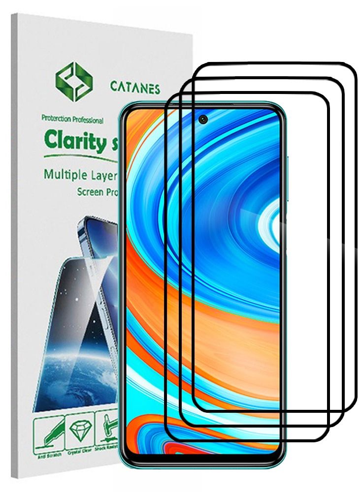CATANES 3 Pack For Xiaomi Redmi Note 9 Pro Screen Protector Tempered Glass Full Glue Back - Image 1