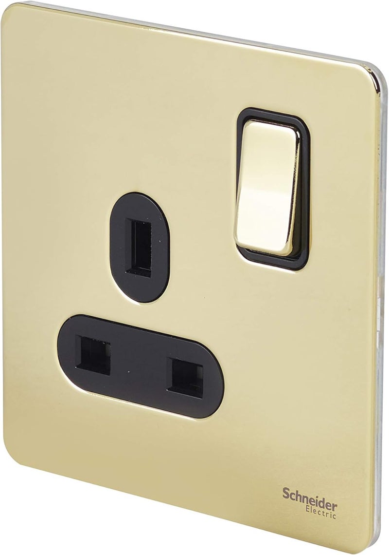 Schneider Electric Polished Brass Switched Power Socket - Image 2