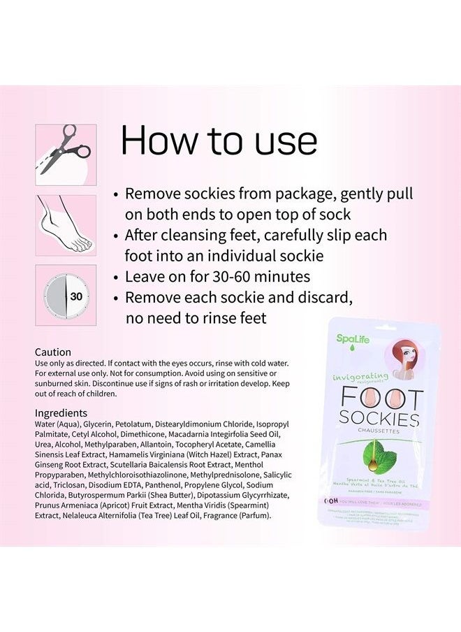 SpaLife - Invigorating Spearmint & Tea Tree Oil Foot Sockies (8 Ct) - Image 1