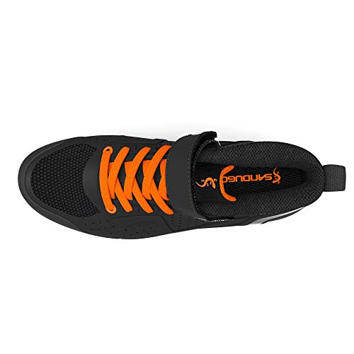 SANDUGO Mens MTB Mountain Bike SPD Cycling Shoes,Suitable Mountain Biking DH Enduro, Compatible All 2 Bolts Pedals,Size 13 Black/Orange - Image 4