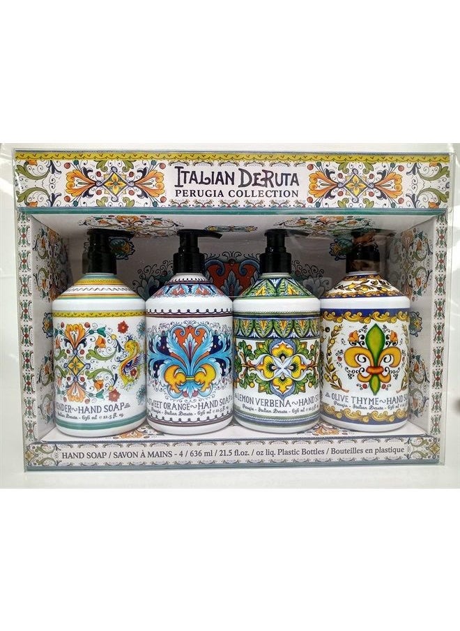 PAINISTIC - Combo Set 4, Italian Deruta Hand Soap Collection 21.5 FL OZ Each, lavender, lemon verbena, sweet orange & olive thyme - Image 1