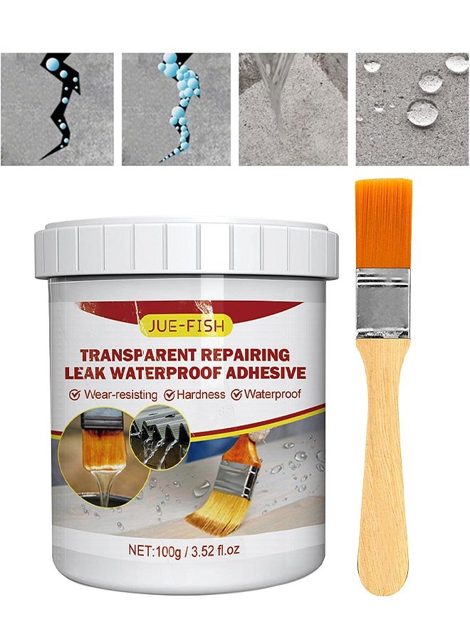 JUE-FISH Transparent Repairing Leak Waterproof Adhesive, Waterproof Insulating Sealant, Super Strong Bonding Sealant Invisible Waterproof Anti-Leakage Agent, Used For Crack Leakage, 100G  - Image 1