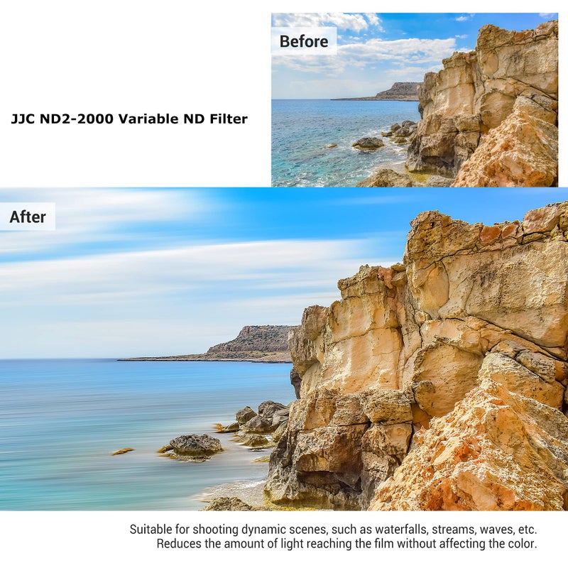 JJC 58mm ND Filter ND2-2000 VND Variable Neutral Density Adjustable Fader for Canon EOS Rebel T7 T6 T8i T7i T6i T6s T5i SL3 90D 80D with EF-S 18-55mm Kit Lens & Other Lenses with 58mm Filter Thread - Image 5