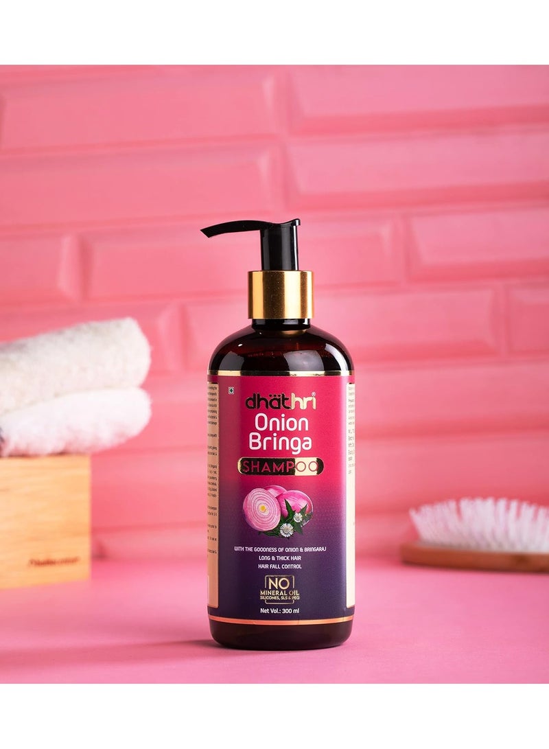 Dhathri Onion Shampoo Promotes Hair Growth and Controls Hair Fall Onion Bhringraj Shampoo to Soothe Scalp Irritations and to Prevent Damage to Hair Follicles 300 ml - Image 3