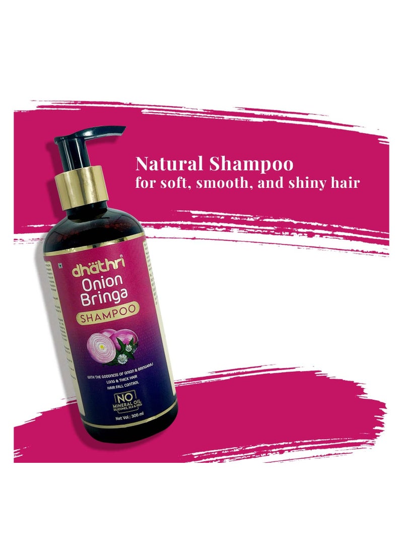 Dhathri Onion Shampoo Promotes Hair Growth and Controls Hair Fall Onion Bhringraj Shampoo to Soothe Scalp Irritations and to Prevent Damage to Hair Follicles 300 ml - Image 4