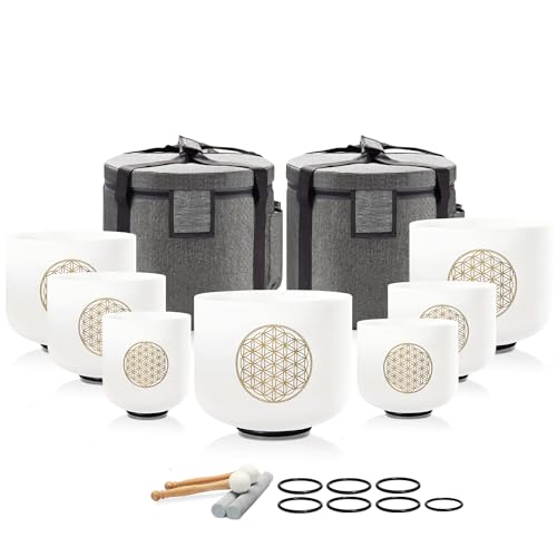 Lycrystal Singing Bowl 432 Hz Chakra 7PCS of 6-12 Inch Flower of Life Sound Bowl Meditation Set for Healing,Free 2 PCS Travel Carry Case Bag. - Image 1
