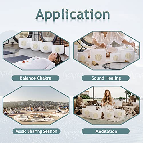 Lycrystal Singing Bowl 432 Hz Chakra 7PCS of 6-12 Inch Flower of Life Sound Bowl Meditation Set for Healing,Free 2 PCS Travel Carry Case Bag. - Image 5