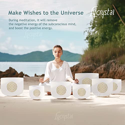 Lycrystal Singing Bowl 432 Hz Chakra 7PCS of 6-12 Inch Flower of Life Sound Bowl Meditation Set for Healing,Free 2 PCS Travel Carry Case Bag. - Image 3