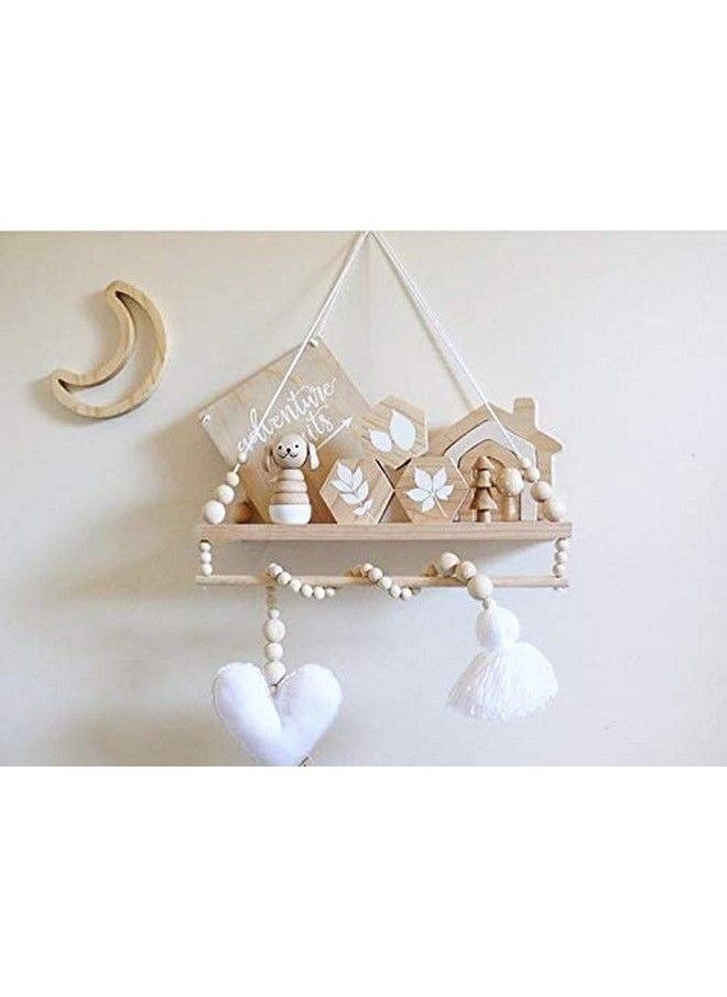 Baby Bucket - Nordic Wooden Beads Ornament Double Star Moon Kids Room Decoration Baby Crib Tent Hanging Pendant Wall Decor Photography Props [Purpleheart] - Image 1