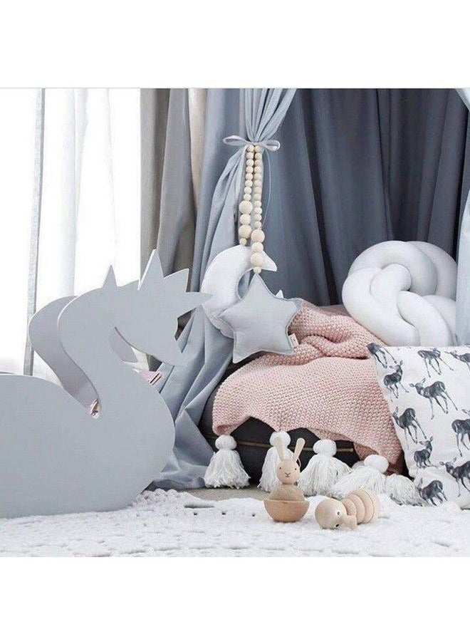 Baby Bucket - Nordic Wooden Beads Ornament Double Star Moon Kids Room Decoration Baby Crib Tent Hanging Pendant Wall Decor Photography Props [Purpleheart] - Image 1
