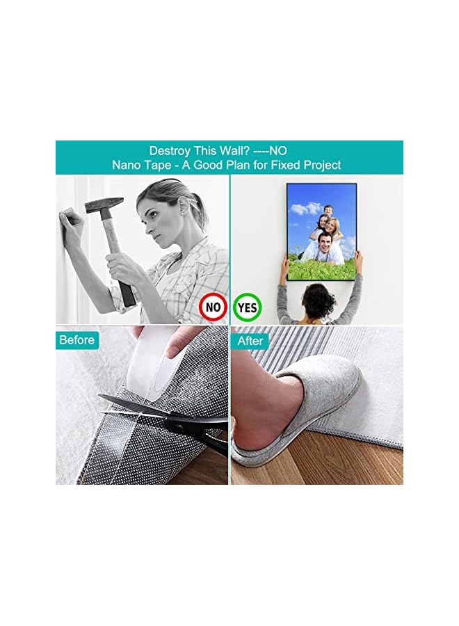 PROMASS promass Nano Heavy Duty Double Sided Tape, Multi-Purpose Removable Mounting Adhesive Tape, Washable Strong Sticky Wall Strips, Transparent Poster Mat for Folder Items, Household 9.8 P  - Image 3