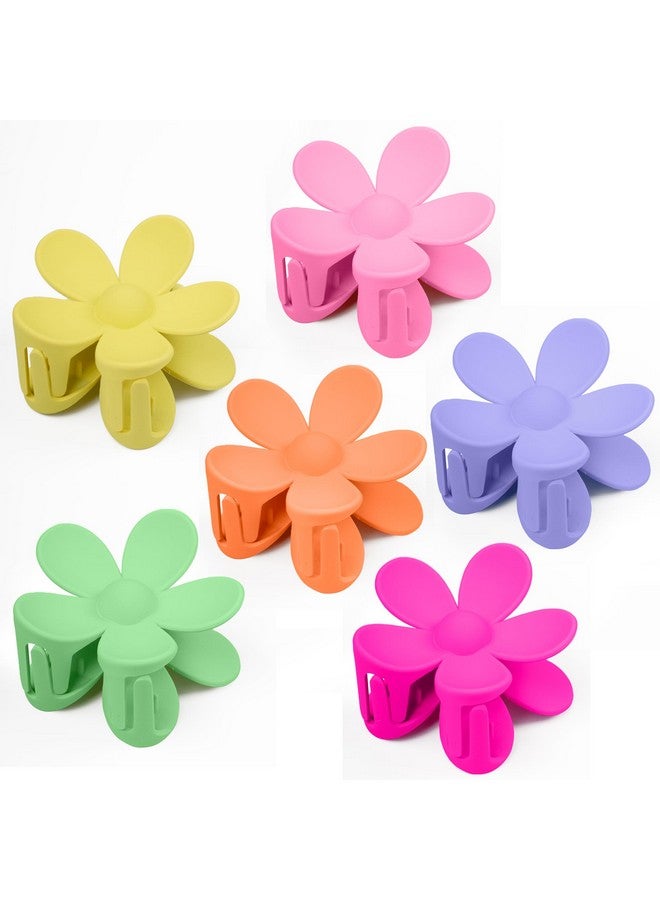 TOFAFA Ofafa 6Pcs Flower Hair Clips Large Hair Claw Clips For Thick Hair Matte Non Slip Strong Hold Cute Jaw Daisy Claw Clip Colorful Clamps Thin Hair Accessories For Women Girls Gifts(Yellow) - Image 1