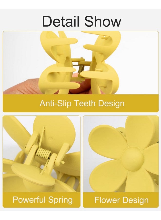 TOFAFA Ofafa 6Pcs Flower Hair Clips Large Hair Claw Clips For Thick Hair Matte Non Slip Strong Hold Cute Jaw Daisy Claw Clip Colorful Clamps Thin Hair Accessories For Women Girls Gifts(Yellow) - Image 4