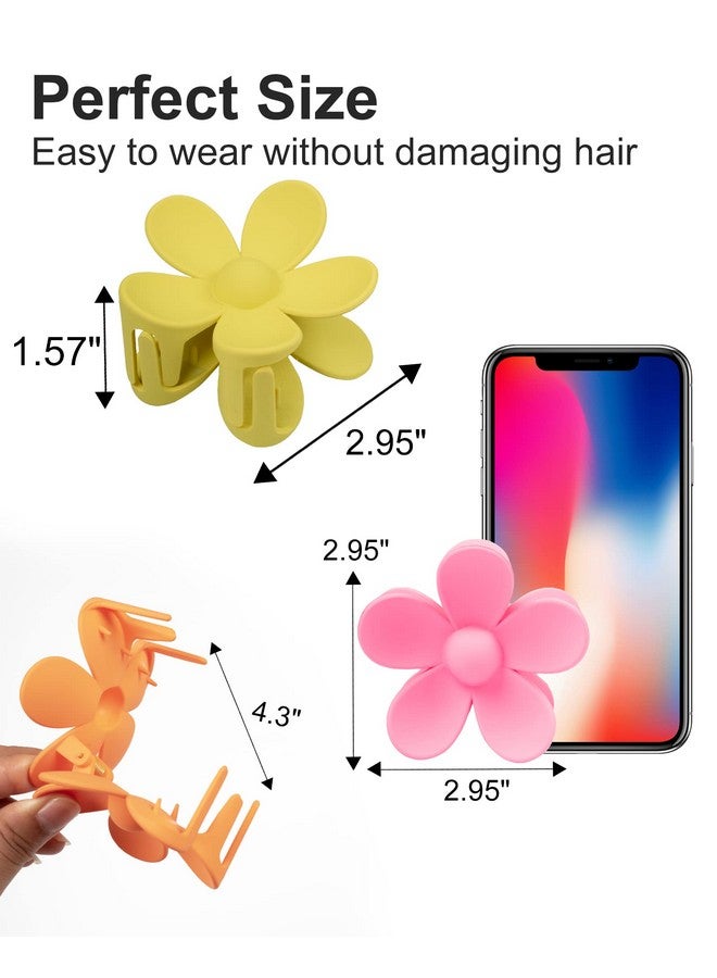 TOFAFA Ofafa 6Pcs Flower Hair Clips Large Hair Claw Clips For Thick Hair Matte Non Slip Strong Hold Cute Jaw Daisy Claw Clip Colorful Clamps Thin Hair Accessories For Women Girls Gifts(Yellow) - Image 3