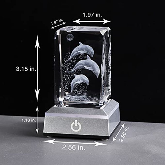 Qianwei 3D Laser Etched Crystal Dolphin Gifts for Women Men,Dolphin Decor Glass Figurines Statue Stuff for Room Decorations Birthday for Lovers Keepsake Paperweight - Image 5