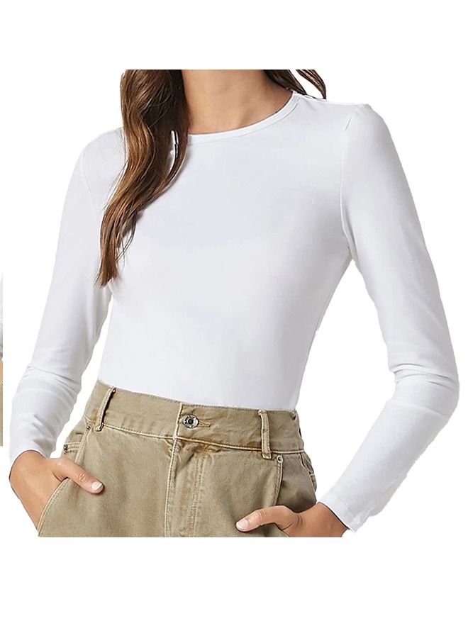 Nileton Basic Top Long Sleeves Cotton - Undershirt - White - Image 1