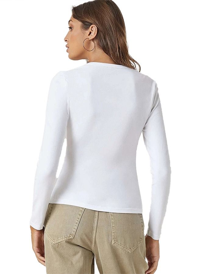 Nileton Basic Top Long Sleeves Cotton - Undershirt - White - Image 2