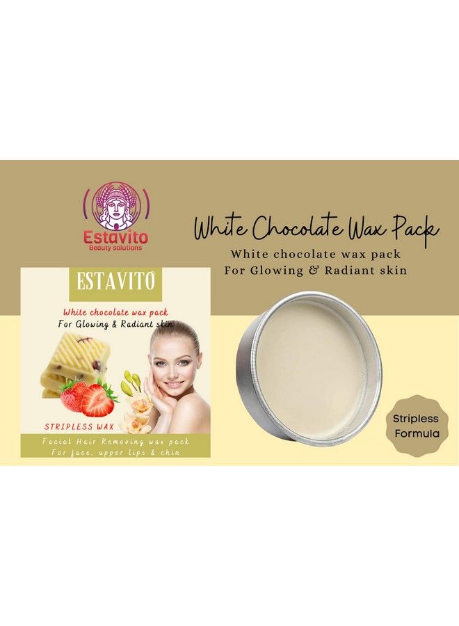 ESTAVITO عبوة شمع الشوكولاتة البيضاء 80 جرام (عبوة من 2) شمع كاتوري; شمع إزالة الشعر للوجه; للوجه والشفتين العلوية والذقن; - Image 3