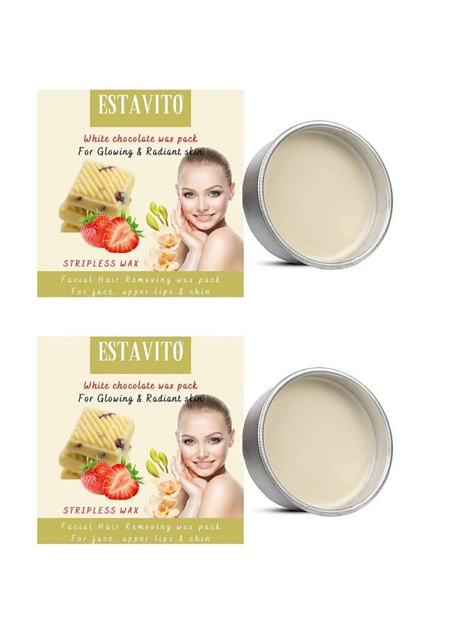 ESTAVITO عبوة شمع الشوكولاتة البيضاء 80 جرام (عبوة من 2) شمع كاتوري; شمع إزالة الشعر للوجه; للوجه والشفتين العلوية والذقن; - Image 2