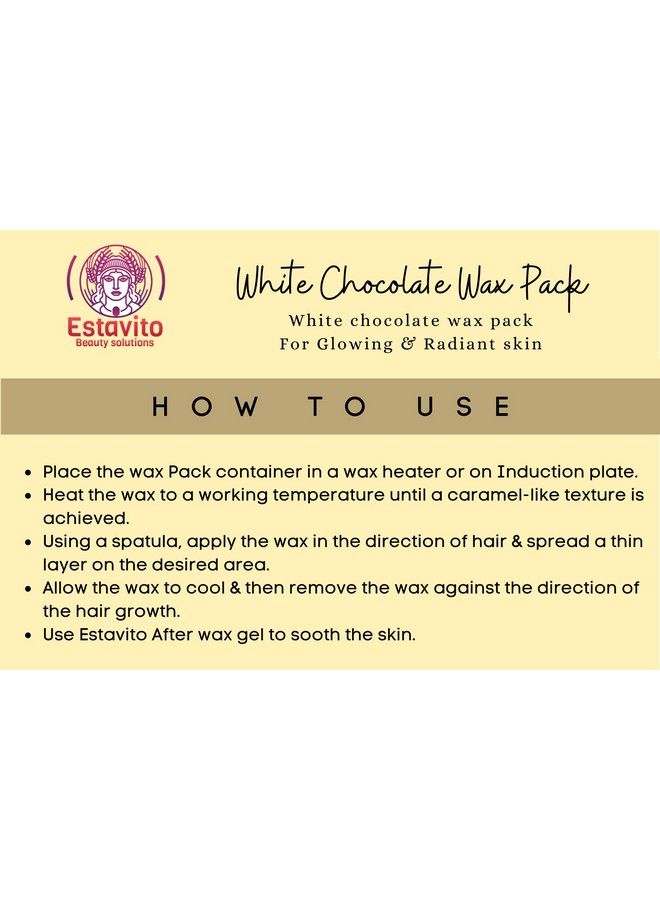 ESTAVITO عبوة شمع الشوكولاتة البيضاء 80 جرام (عبوة من 2) شمع كاتوري; شمع إزالة الشعر للوجه; للوجه والشفتين العلوية والذقن; - Image 5