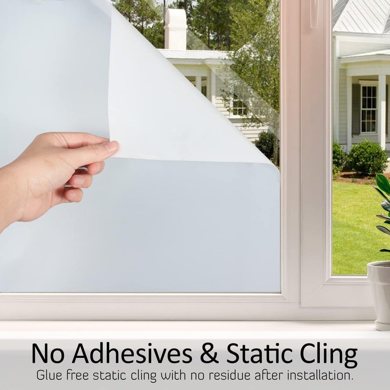HIDBEA Frosted Window Privacy Film Non-Adhesive, Reusable Window Glass Films Heat Control Self Static Cling Removable Window Stickers for Home Office Living Room - Image 5