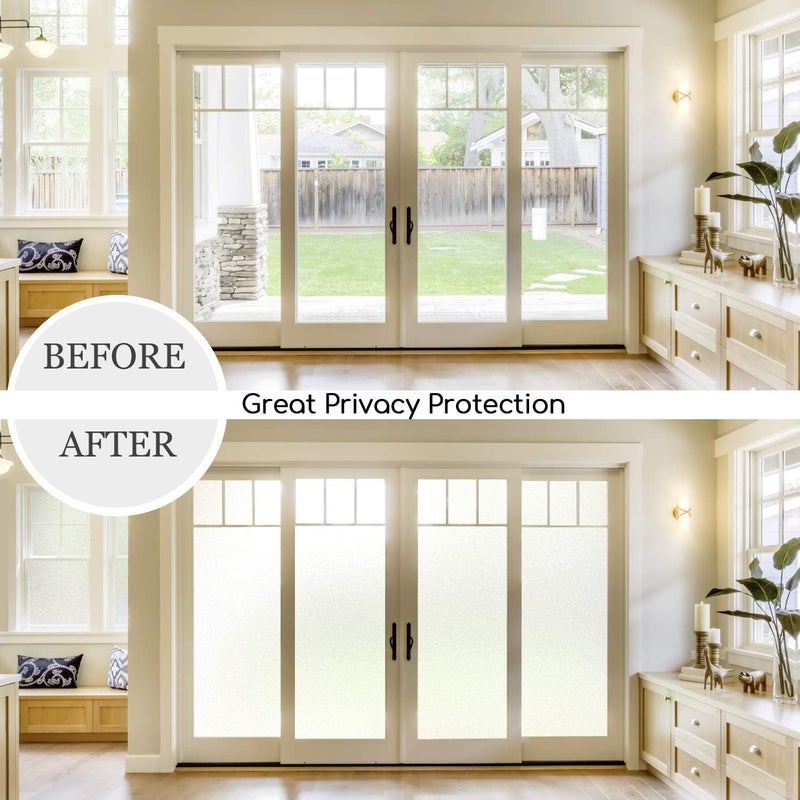 HIDBEA Frosted Window Privacy Film Non-Adhesive, Reusable Window Glass Films Heat Control Self Static Cling Removable Window Stickers for Home Office Living Room - Image 3